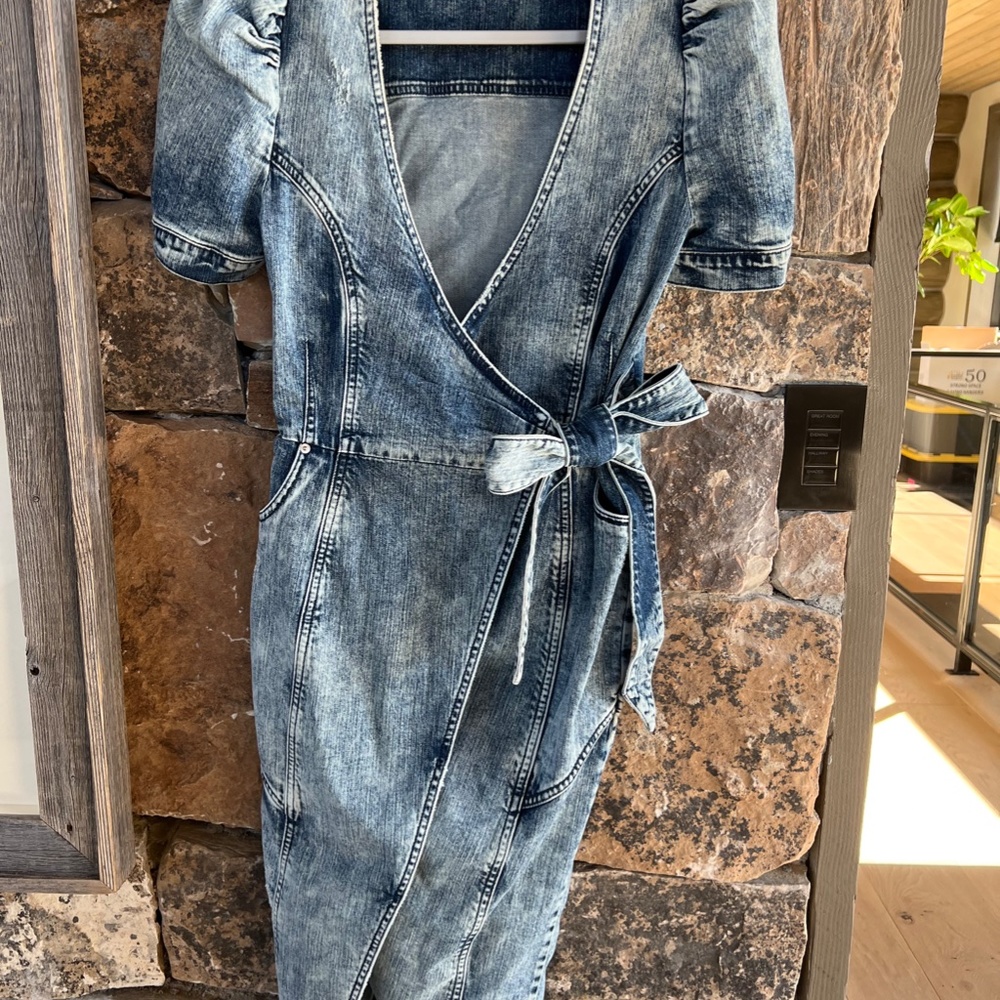 Retrofête jean wrap dress size S